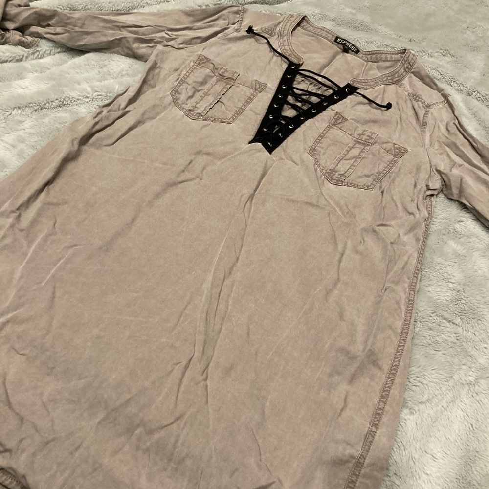 Express tie front denim-like dress